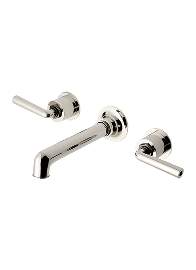 Henry Wall Mounted Faucet with Nickel & Dark Nickel Lever Handles