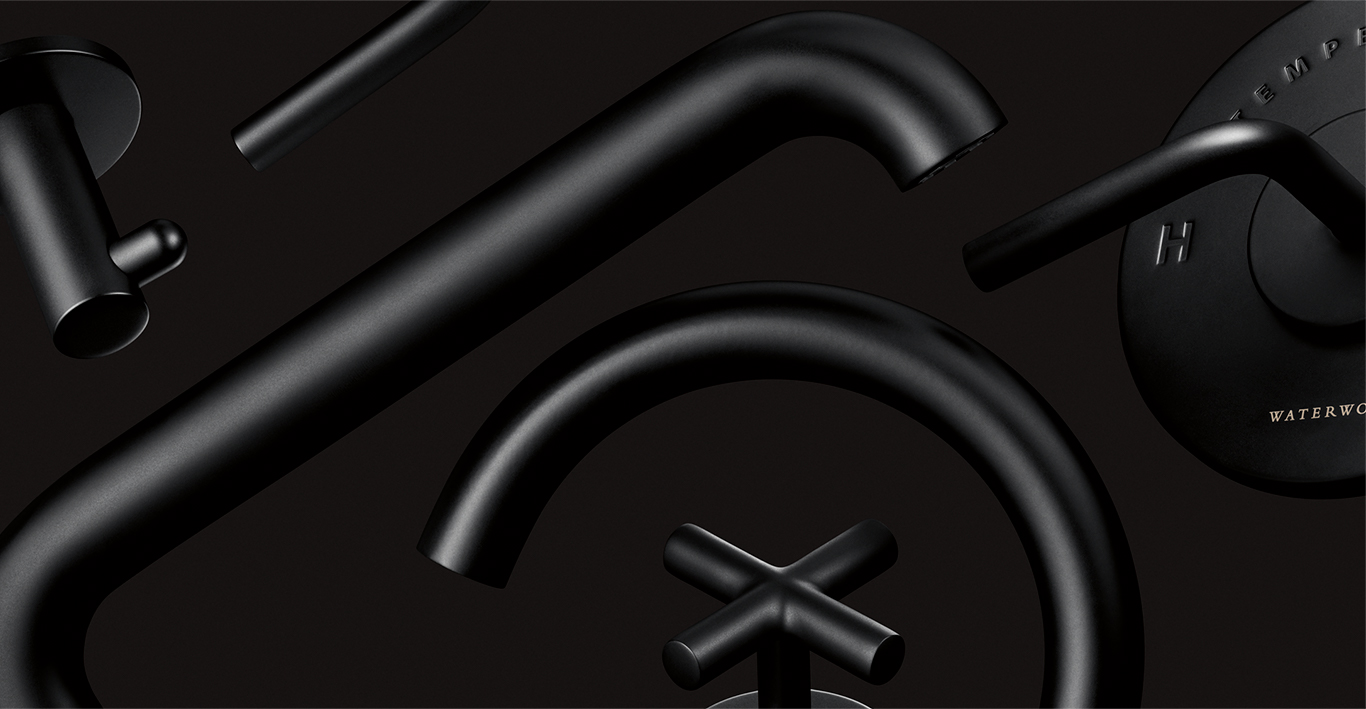 To create our matte black finish, we start with a specially primed, solid brass base; apply a pure black powder coat; and finish by locking it in with high heat. The result is a silky-matte finish with cool graphic impact.