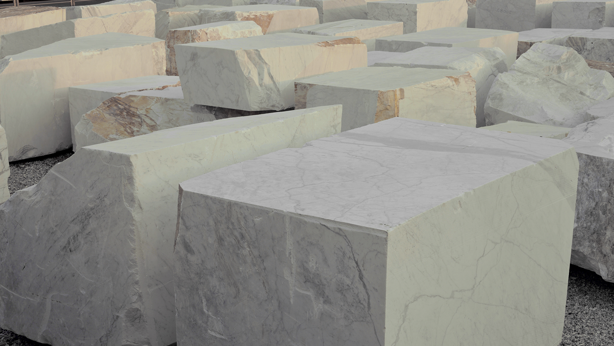 Singular blocks _of_ Marble.// Sourced _&_ fabricated in Italy.