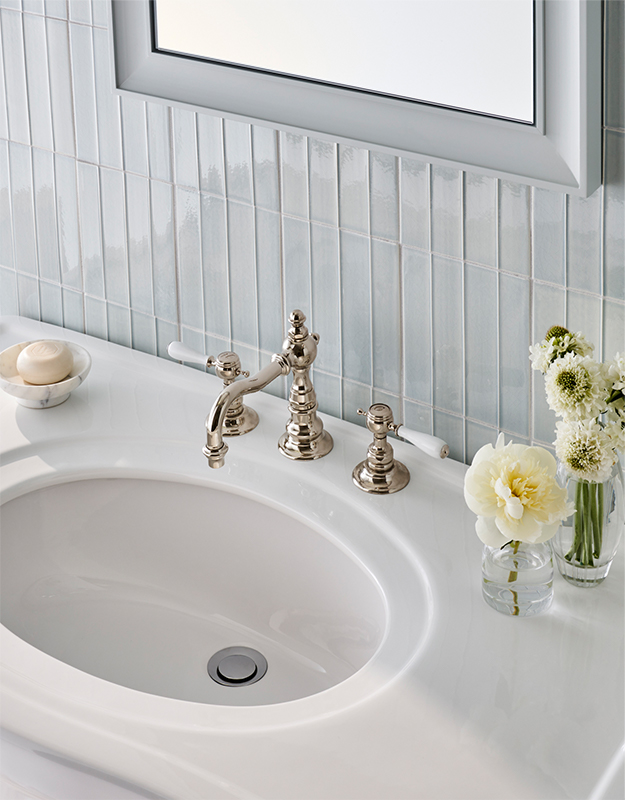 Julia Faucet with White Porcelain Lever Handles