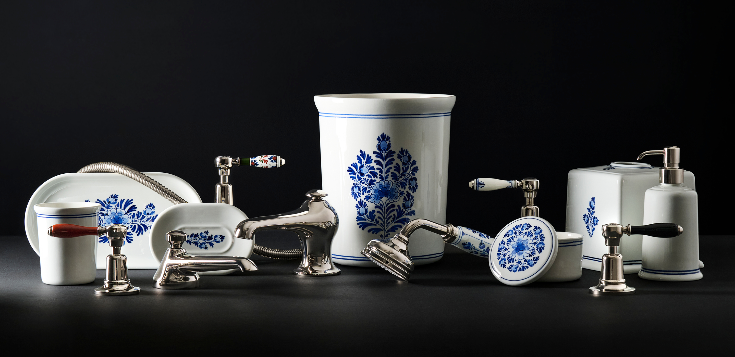 Waterworks x Royal Delft Easton fittings and accessories