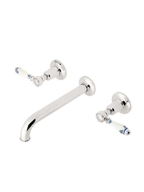 Wall Mounted Lavatory Faucet with Royal Delft Rake Lever Handles