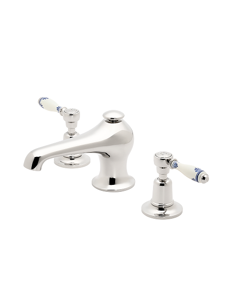 Mid Profile Lavatory Faucet with Royal Delft Rake Lever Handles