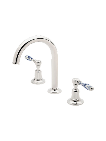 Gooseneck Lavatory Faucet with Royal Delft Floral Lever Handles