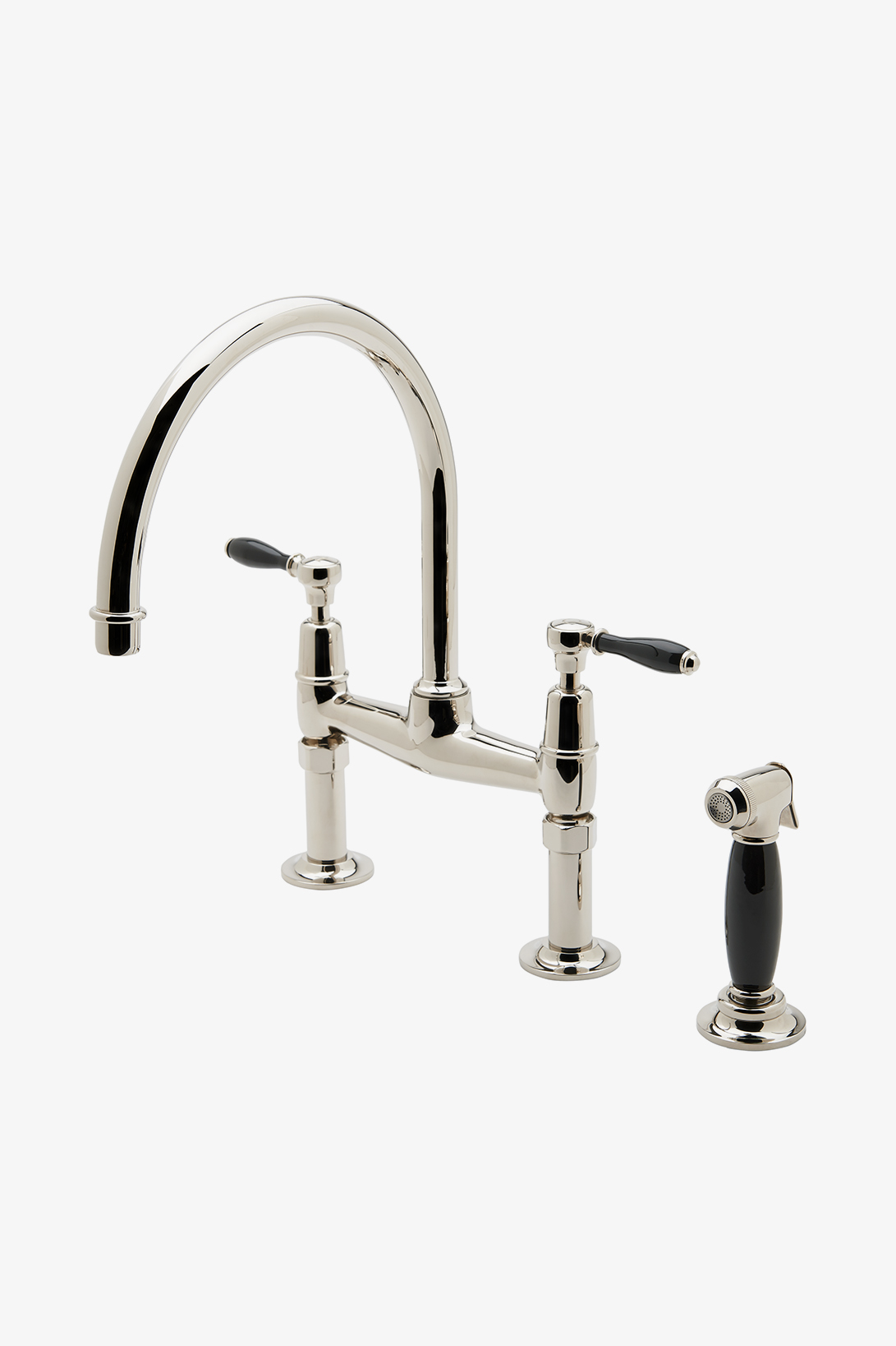 Discover Easton Classic Two Hole Bridge Gooseneck Kitchen Faucet, Oak