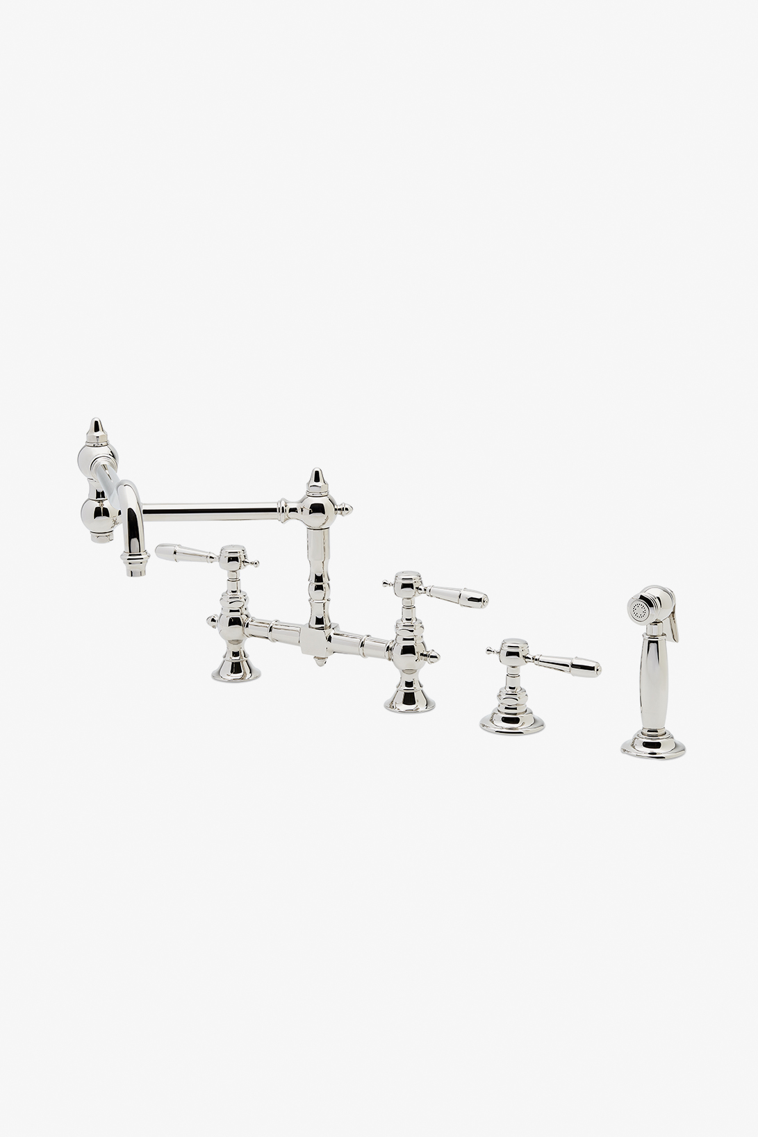 Discover Julia Wall Mounted Two Hole Bridge Low Profile Kitchen Faucet