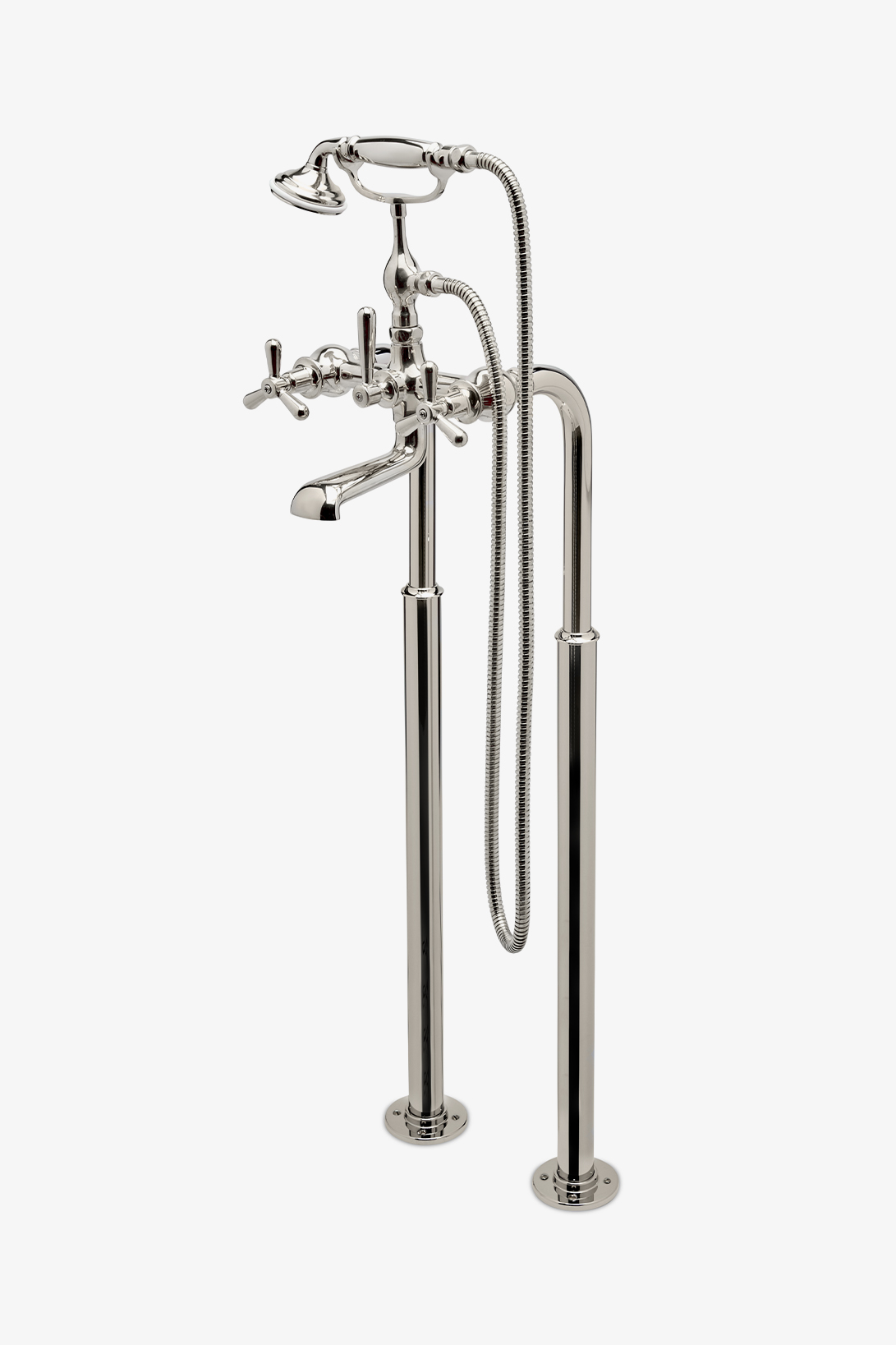 Riverun Floor Mounted Exposed Tub Filler with Handshower and TwoTone