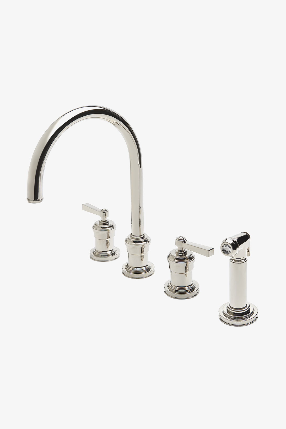 Discover Aero Three Hole Gooseneck Kitchen Faucet with Elevated Metal