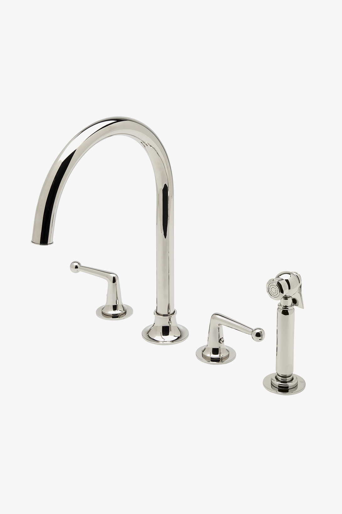 Discover Dash Three Hole Gooseneck Kitchen Faucet with Metal Cross