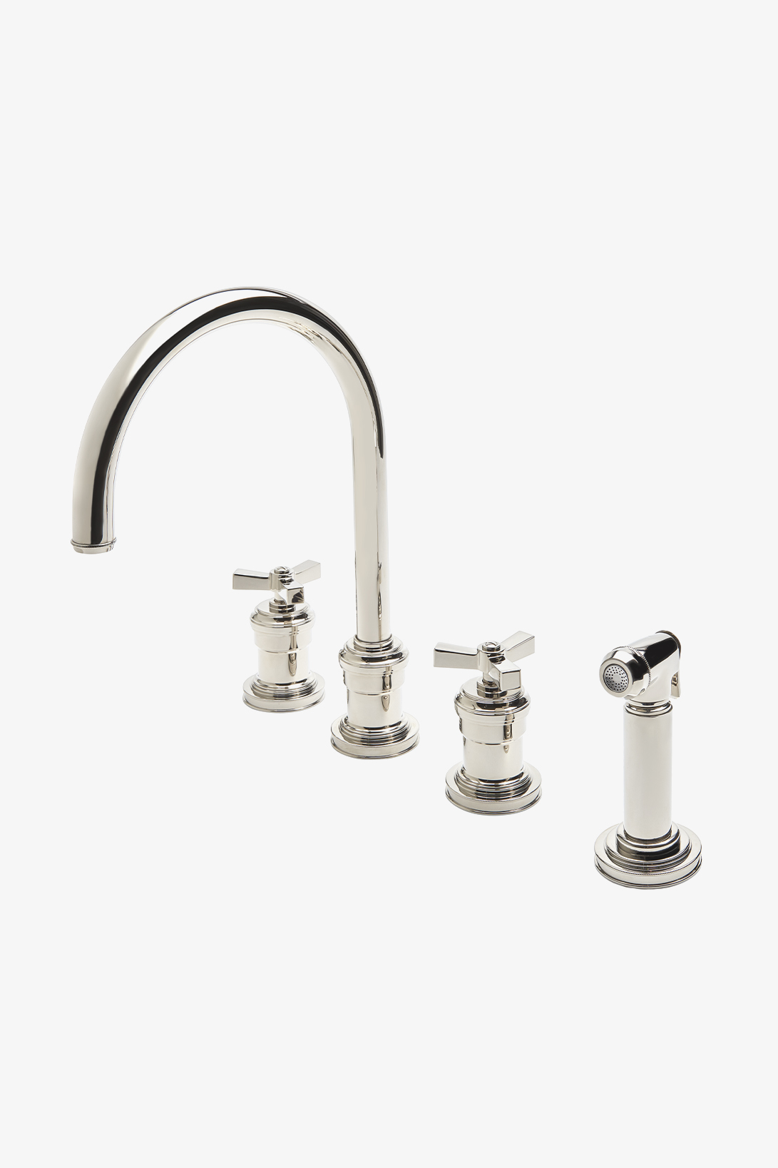 Discover Aero Three Hole Gooseneck Kitchen Faucet with Elevated Metal