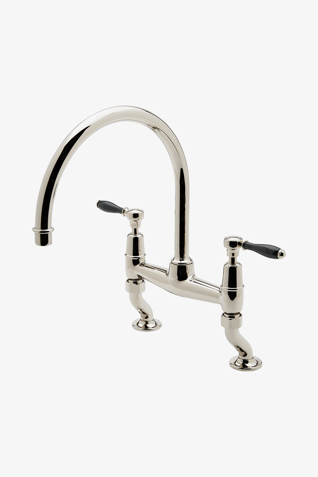 Discover Easton Vintage Two Hole Bridge Gooseneck Kitchen Faucet, Metal Lever Handles and Spray