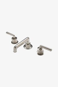 Discover Henry Low Profile Three Hole Deck Mounted Lavatory Faucet with  Coin Edge Cylinders and Metal Lever Handles Online