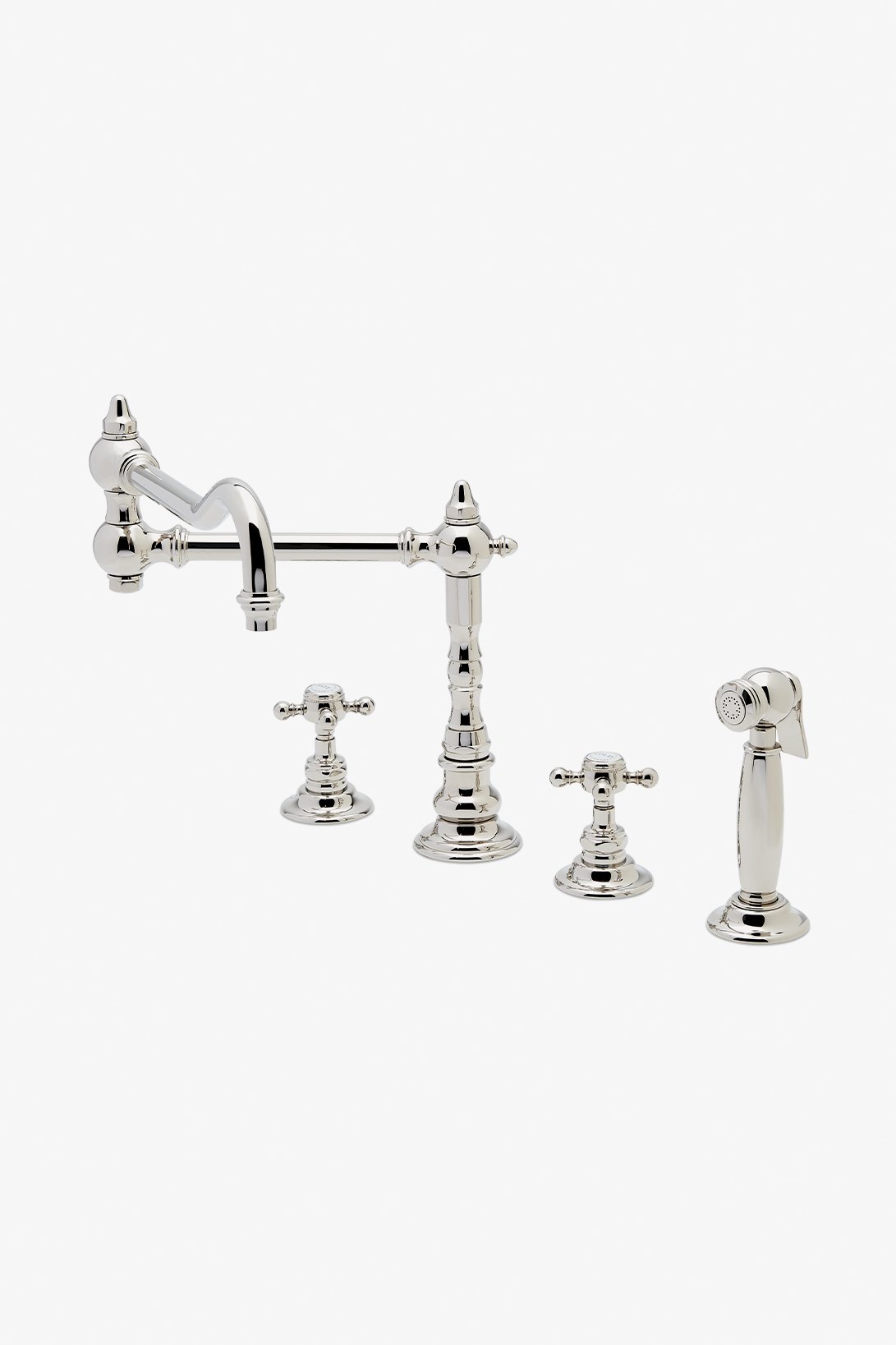 Discover Julia Wall Mounted Two Hole Bridge Low Profile Kitchen Faucet