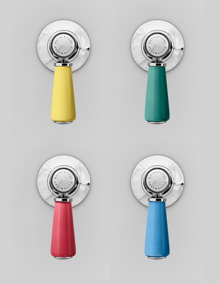 Porcelain handles paired with solid brass components, they make a surprisingly playful yet sophisticated statement. 