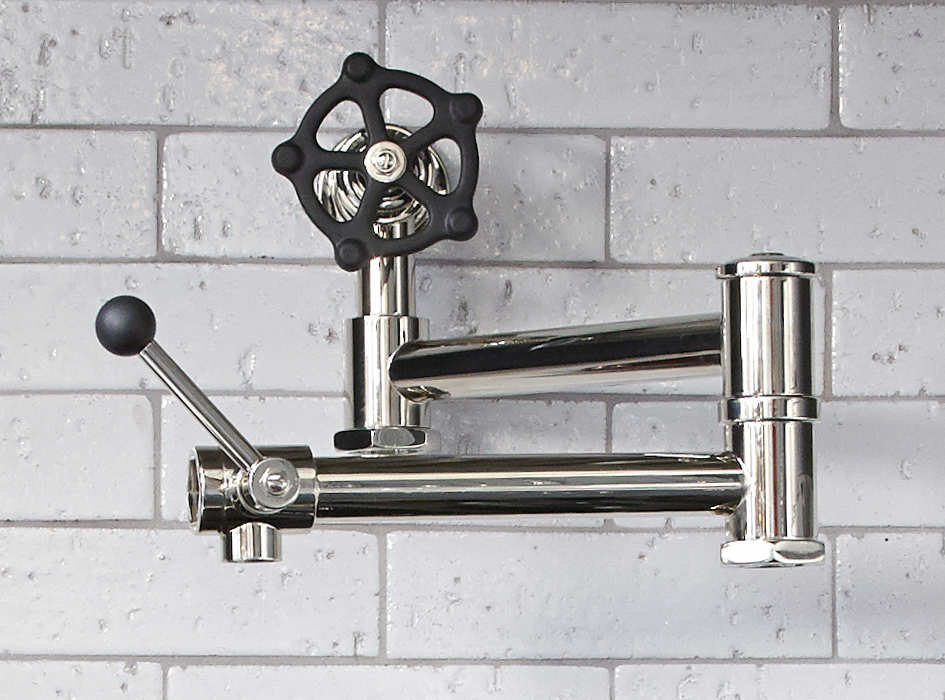Regulator: A play on industrial controls from the early 1900s, when pride was lavished on parts. Translated to handcrafted, fittings project rugged beauty through powerful, detailed shapes.